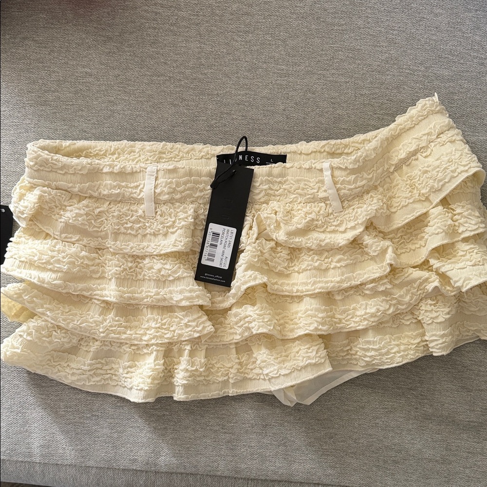 Lioness Cream Layered Ruffle Skirt